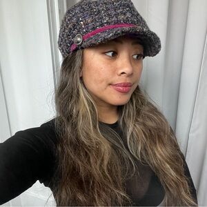 Marks & Spencer Tweed Cap with Pink Detail